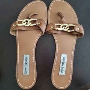 Steve Madden Sannibel Gold Chain Sandals- Size 10